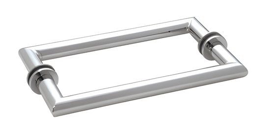 Polished Chrome Round Tubular with Mitered Corners Back-to-Back Towel Bar AX-GEH2-TBD18