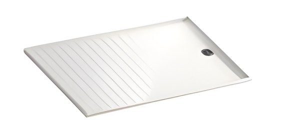 Shower Pan, Polished + Sandblasted White Artificial Stone AX-PSB-4012-36X36